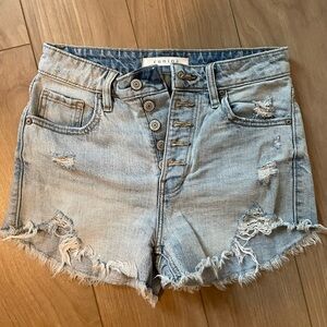 High waisted distressed shorts